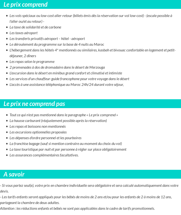 Conditions tarifaires