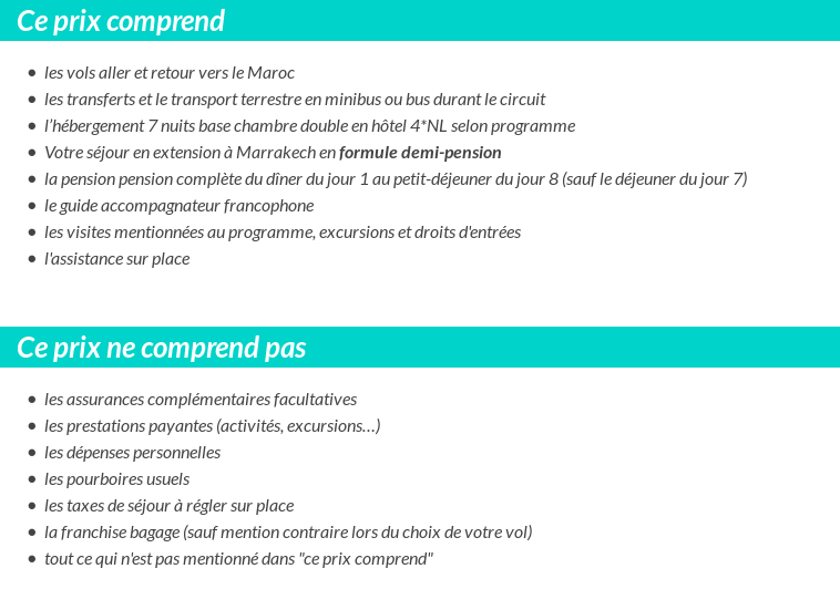 Conditions tarifaires