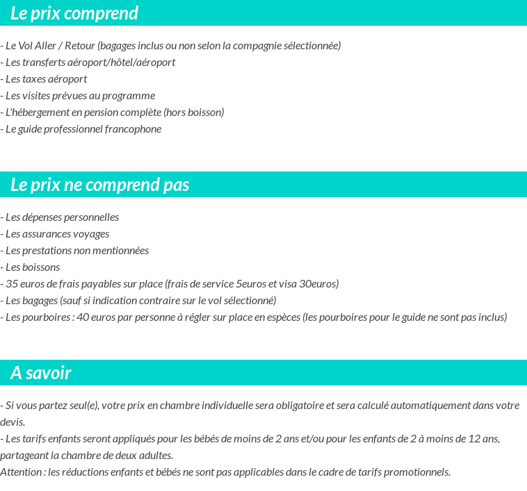 Conditions tarifaires