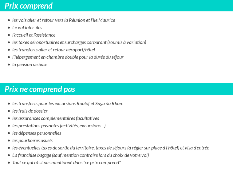 Conditions tarifaires