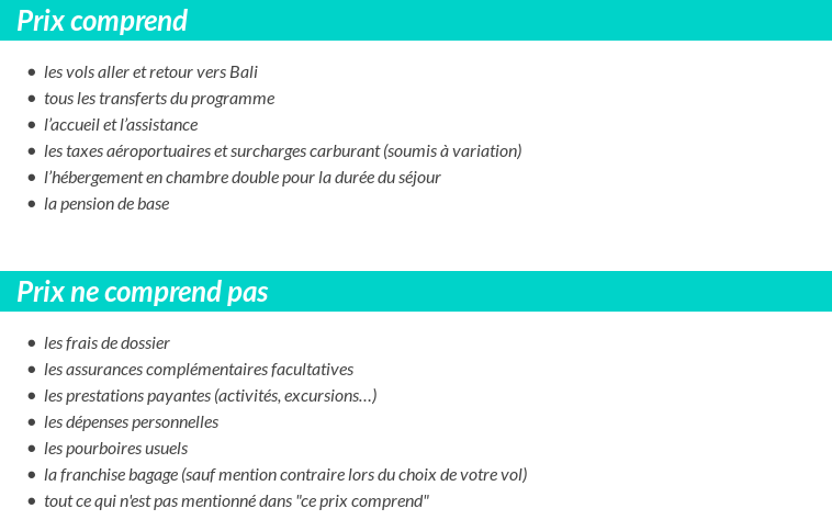 Conditions tarifaires