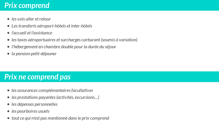 Conditions tarifaires