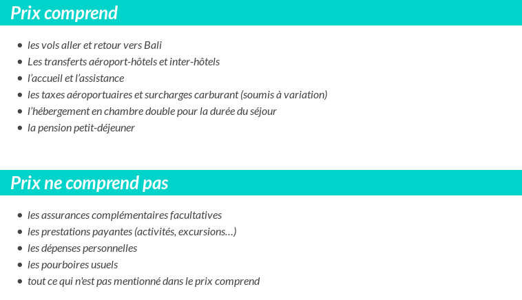 Conditions tarifaires