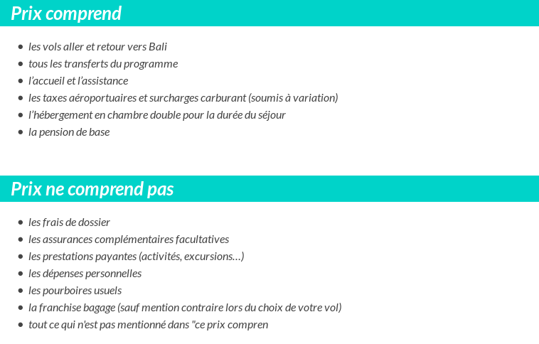 Conditions tarifaires