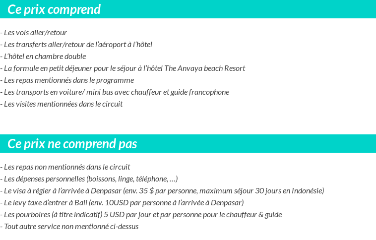Conditions tarifaires