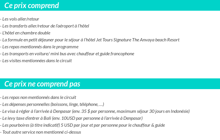 Conditions tarifaires