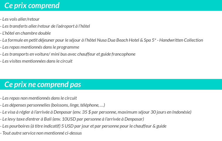 Conditions tarifaires