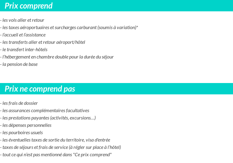 Conditions tarifaires