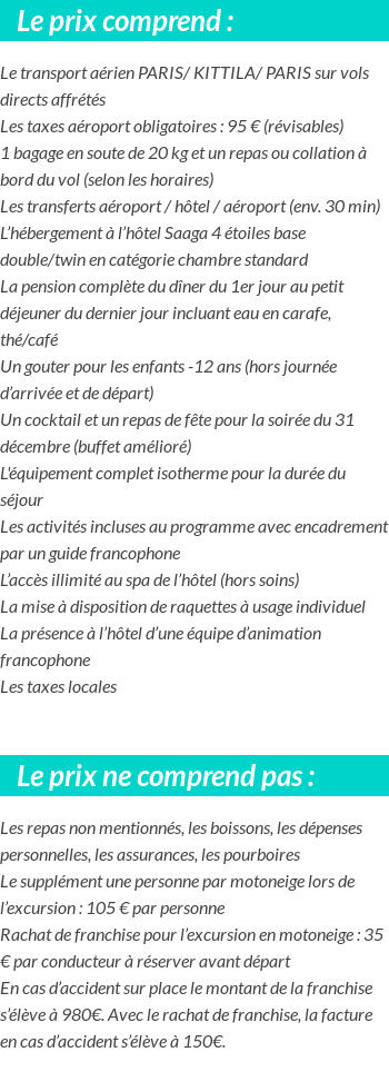 Conditions tarifaires