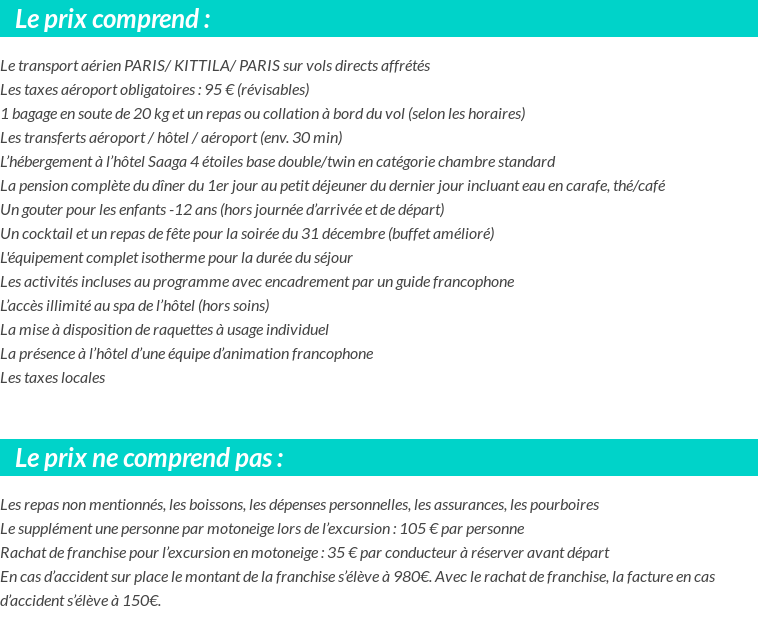 Conditions tarifaires