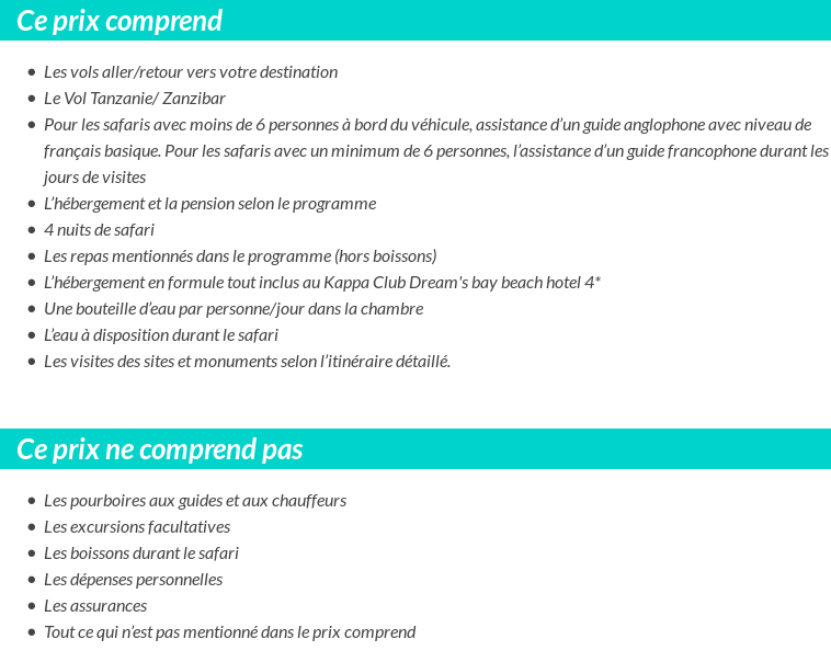 Conditions tarifaires