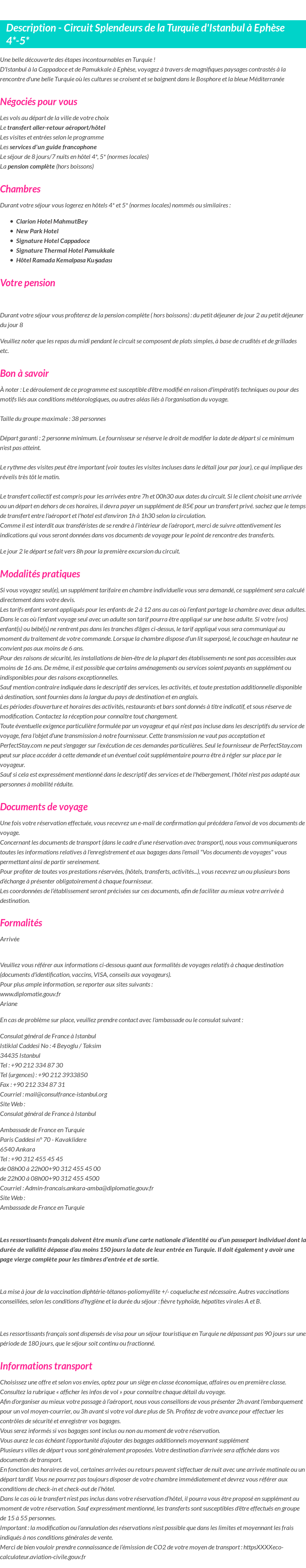 Détails du séjour