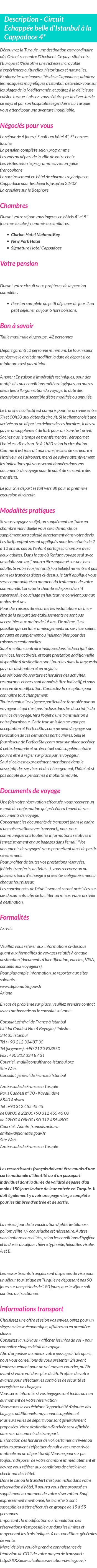 Détails du séjour