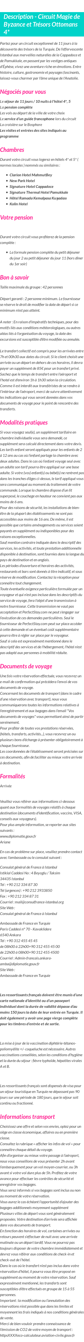 Détails du séjour