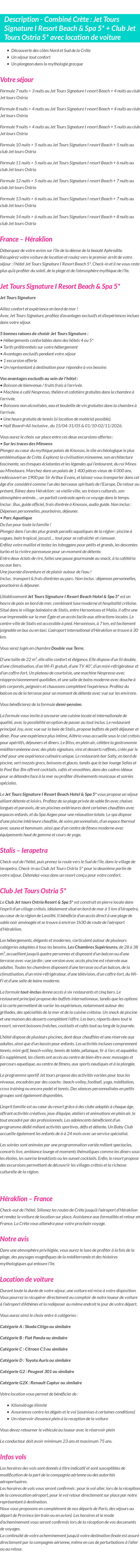 Détails du séjour