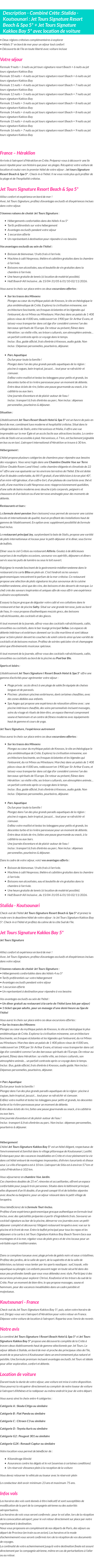 Détails du séjour
