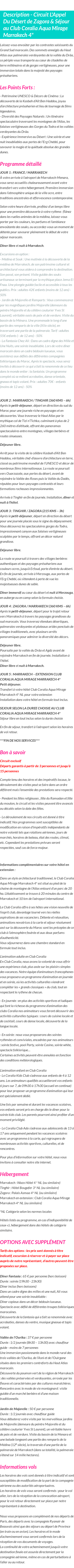 Détails du séjour