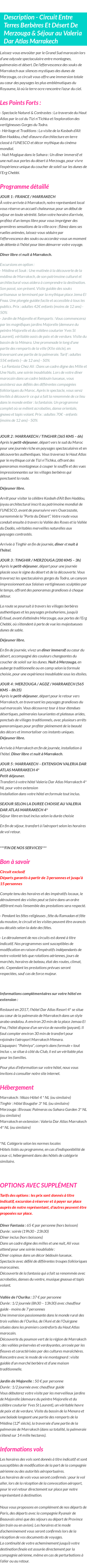 Détails du séjour