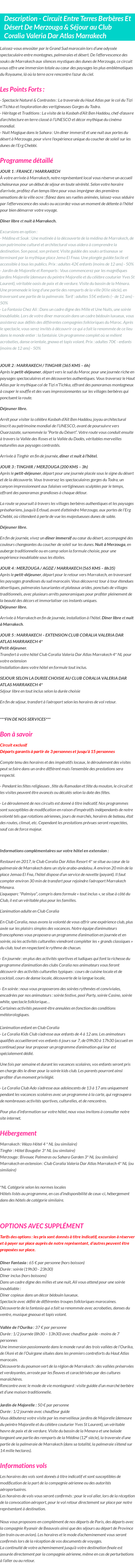 Détails du séjour
