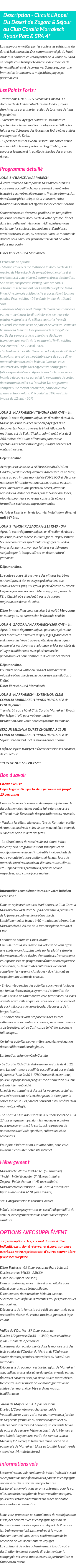Détails du séjour