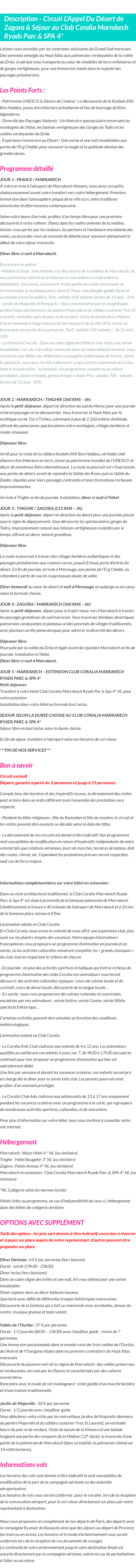 Détails du séjour