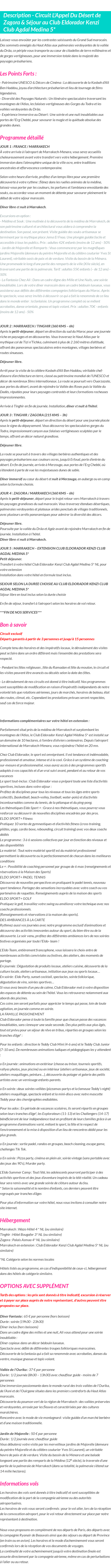 Détails du séjour