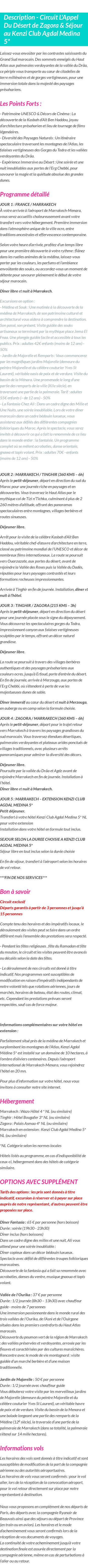 Détails du séjour