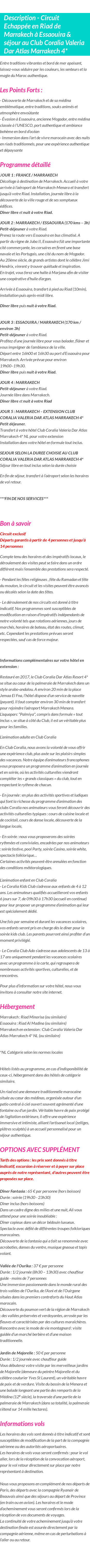Détails du séjour