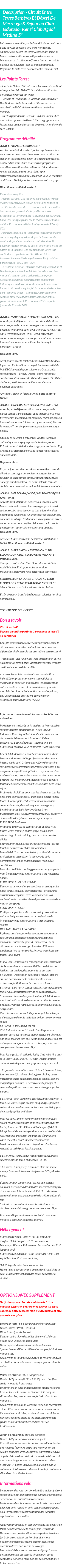 Détails du séjour