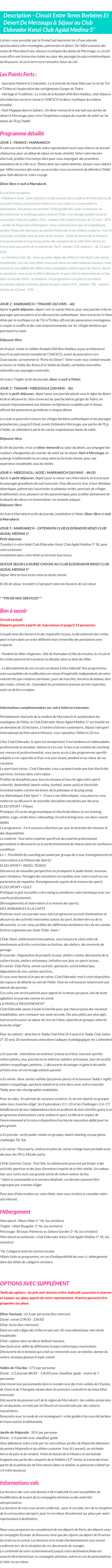 Détails du séjour