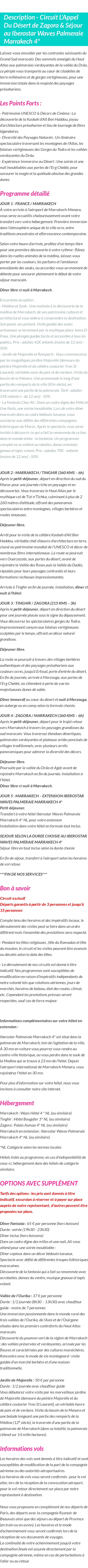 Détails du séjour