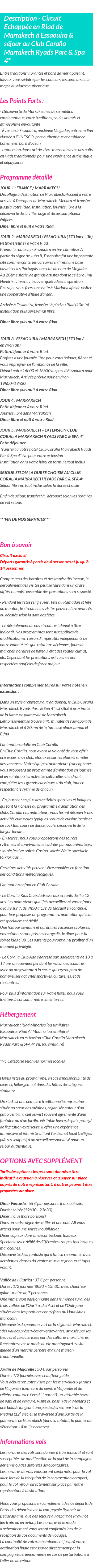 Détails du séjour