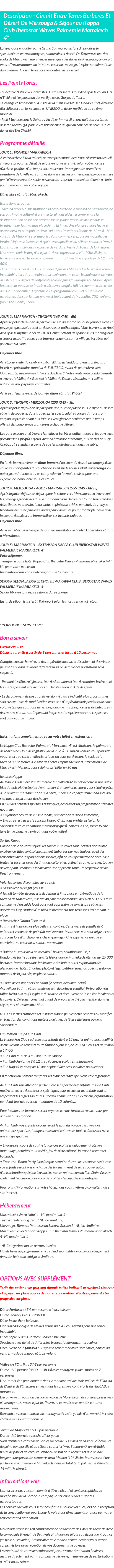 Détails du séjour