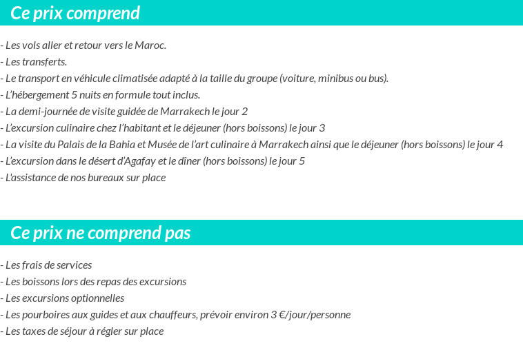 Conditions tarifaires