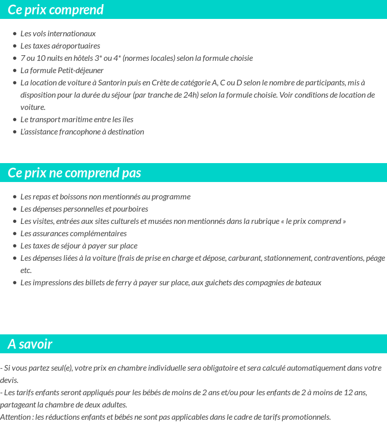 Conditions tarifaires