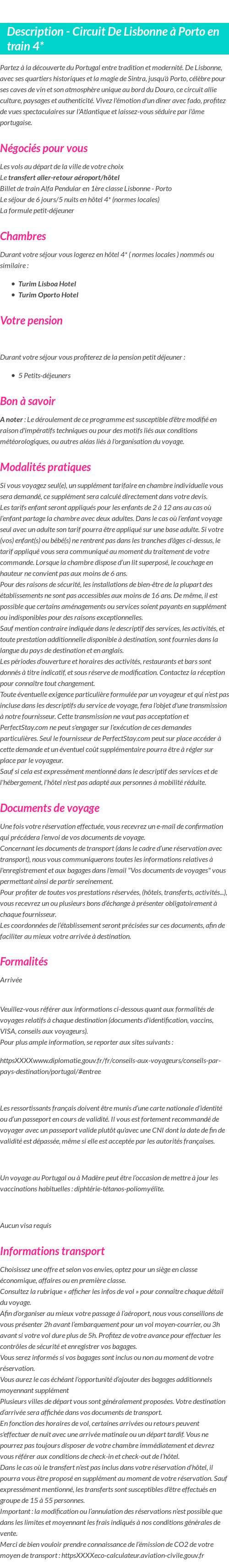 Détails du séjour