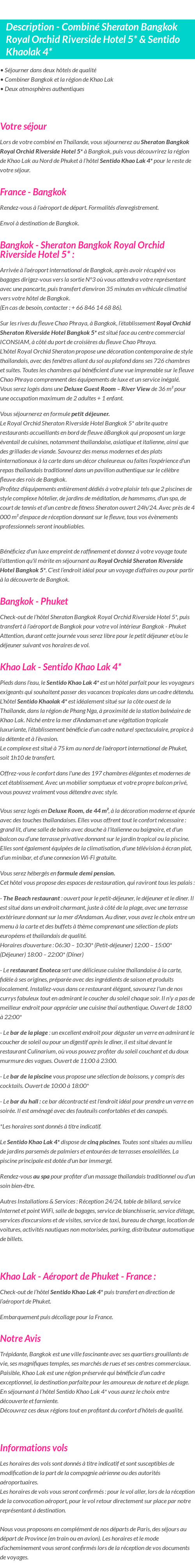Détails du séjour