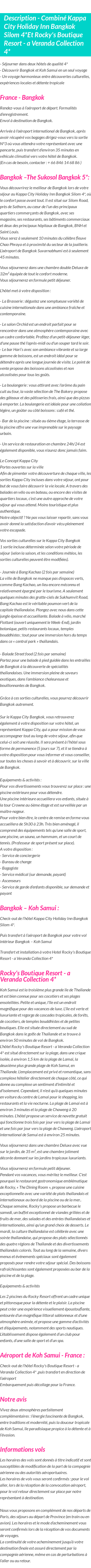 Détails du séjour