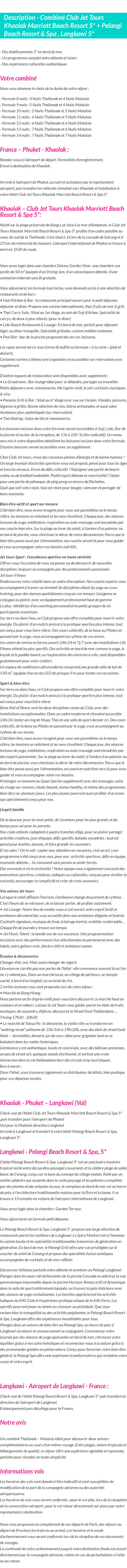 Détails du séjour
