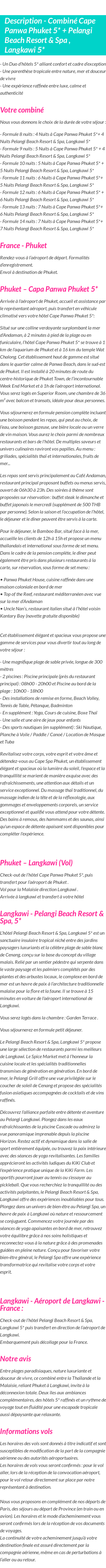 Détails du séjour