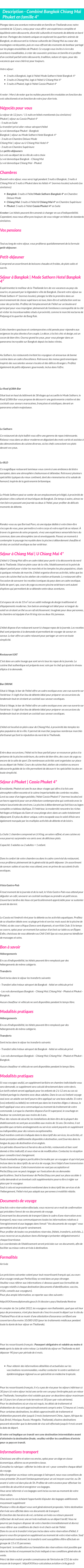 Détails du séjour