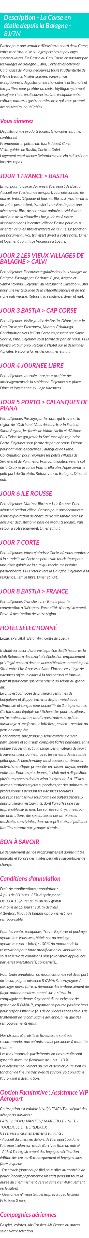 Détails du séjour