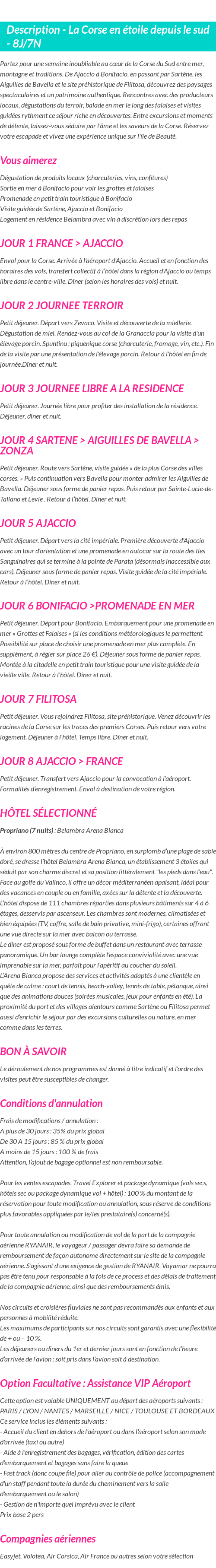 Détails du séjour