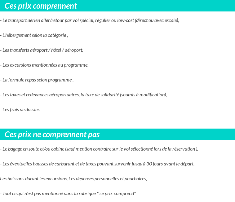 Conditions tarifaires