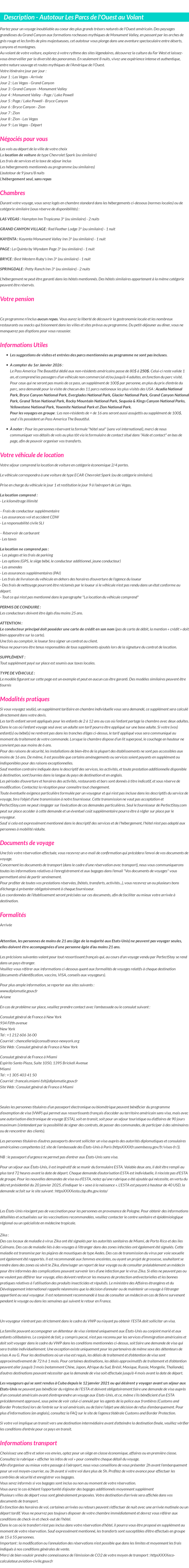 Détails du séjour