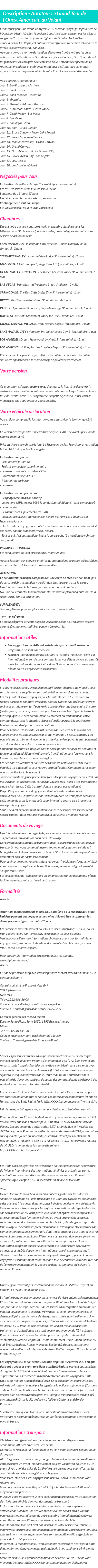 Détails du séjour