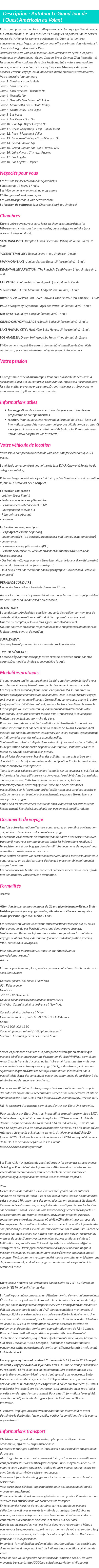 Détails du séjour