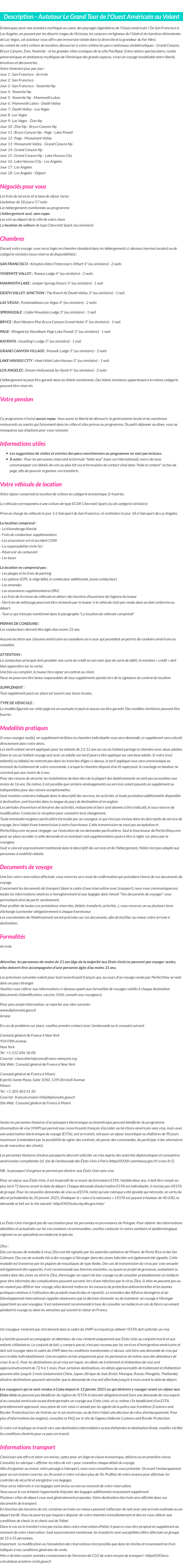 Détails du séjour