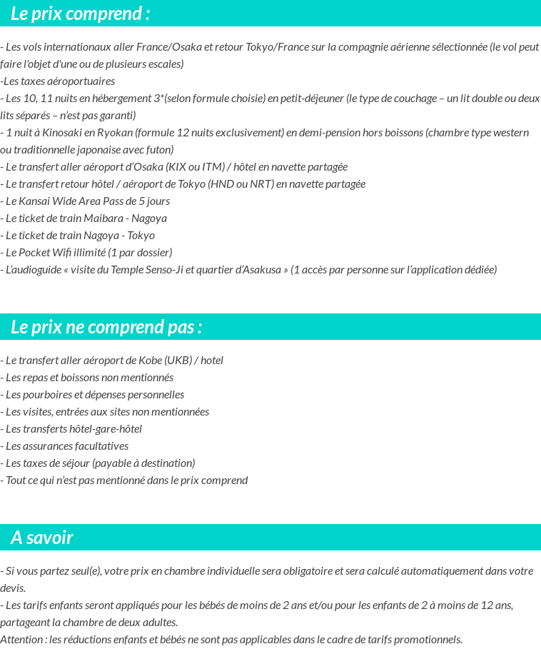 Conditions tarifaires