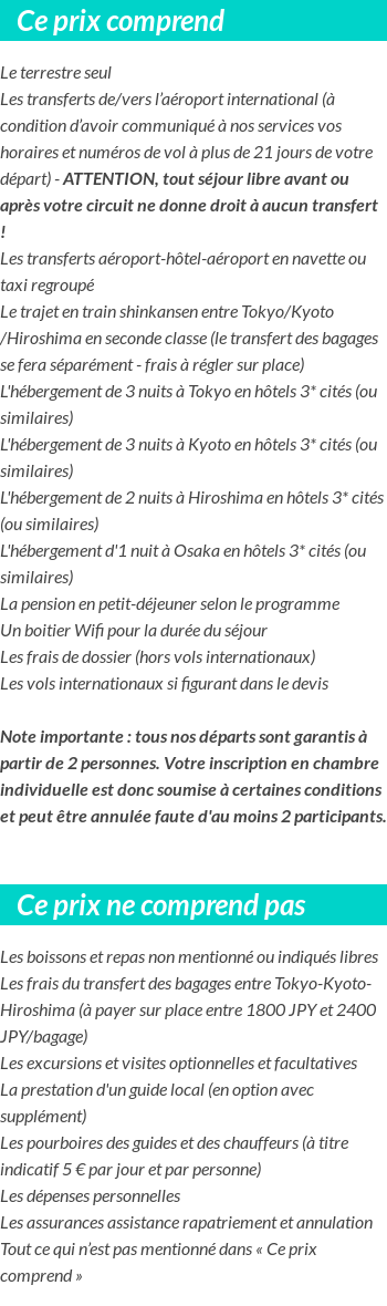 Conditions tarifaires